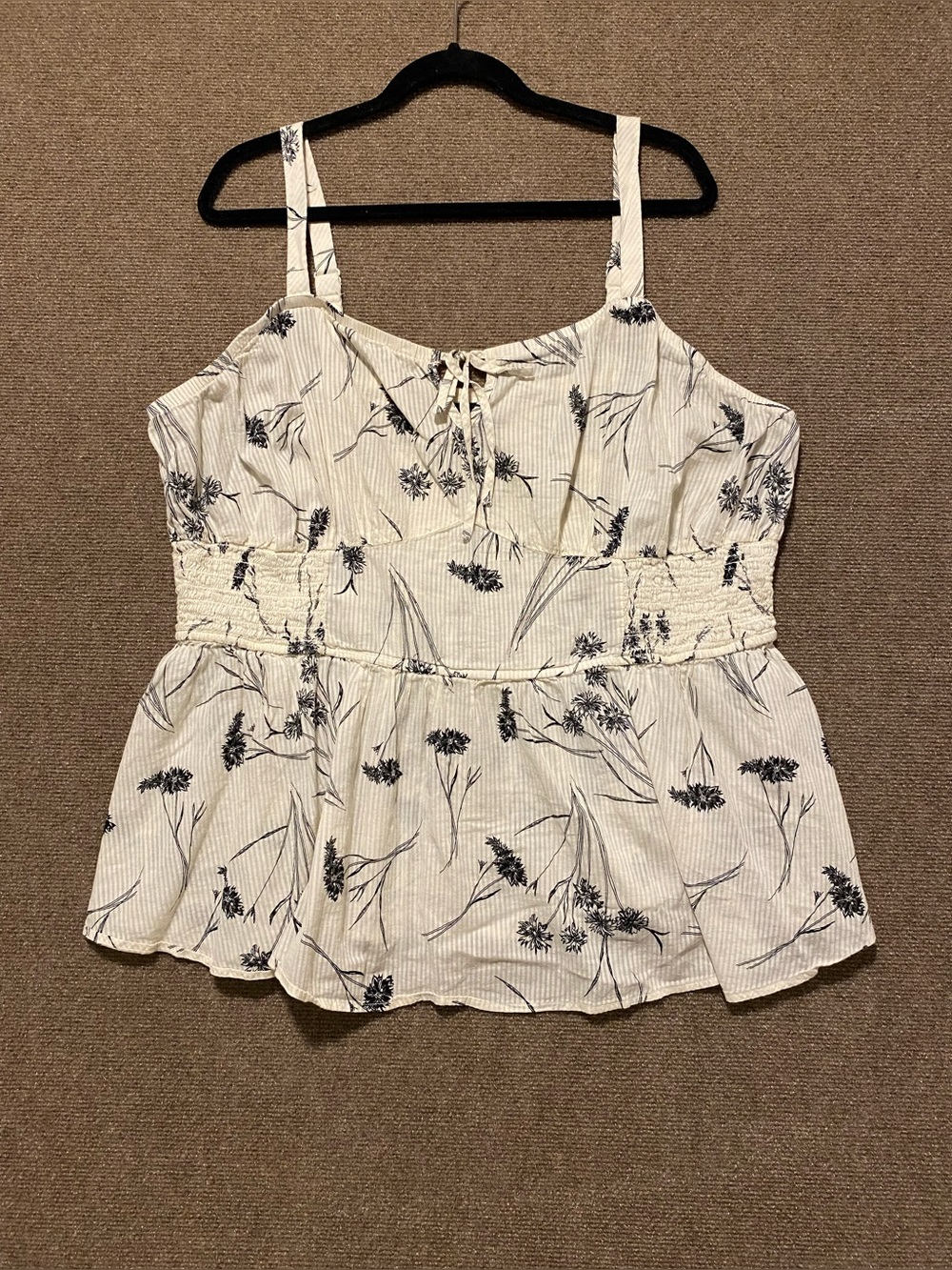 Torrid Floral Smocked Empire Waist Peplum Camisole Tank Top Size 3X